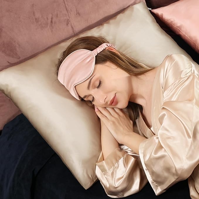 Adubor Silk Pillowcase 2 Pack for Hair and Skin with Hidden Zipper, Both Sides 23 Momme Silk Pillow Case (Beige, Standard: 20''x26'')
