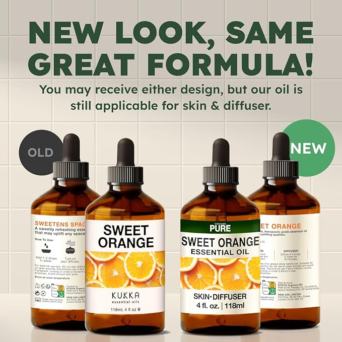 KUKKA Orange Essential Oils - 4 Fl Oz - for Hair, Skin, Diffuser, Aromatherapy & DIY Soap Making Scent