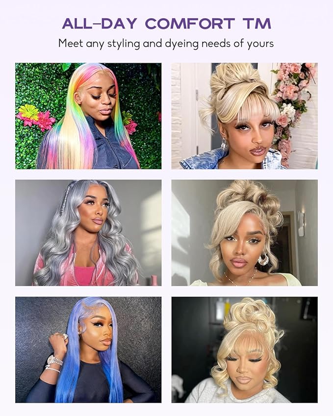 Real Full Lace Human Hair Wigs 613 Lace Front Wig Human Hair 180 Density Body Wave HD Full Lace Blonde Wig Plucked Bleached Knots Breathable Full Scalp Wig for Women 20Inch