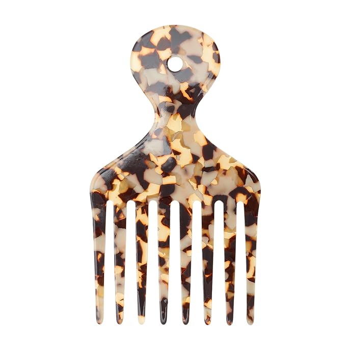 VOCOSTE Hair Picks for Curly Hair, Gentle Detangling Wide Tooth Comb, Afro Pick, Hair Pick Comb, Hangable Hair Styling Tool for Hair Care, Light Brown