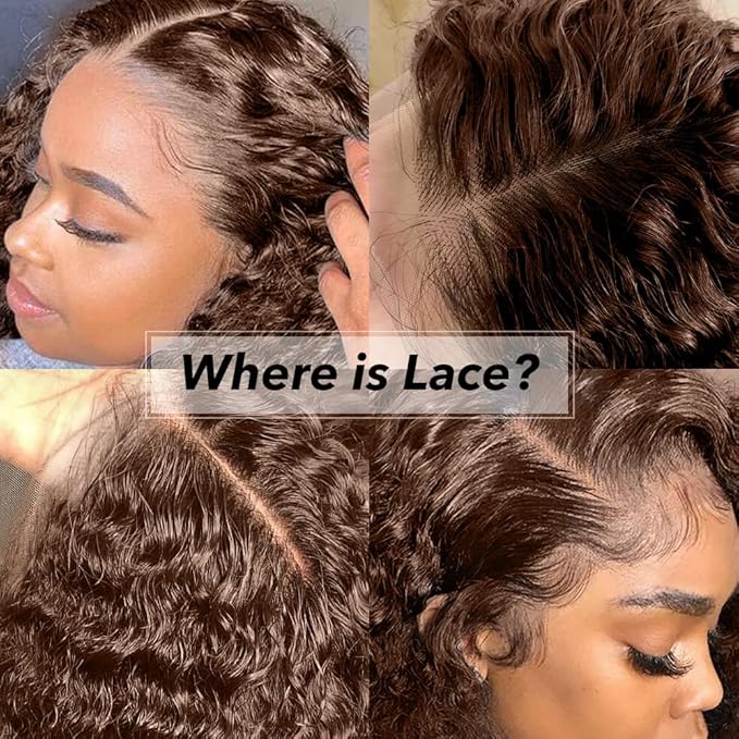 250 Density 34 Inch Deep Wave 360 Lace Front Wigs Human Hair Full Chocolate Brown Lace Front Wig Pre Plucked with Bady Hair Curly Wig 360 Glueless Lace Frontal Wigs for Women