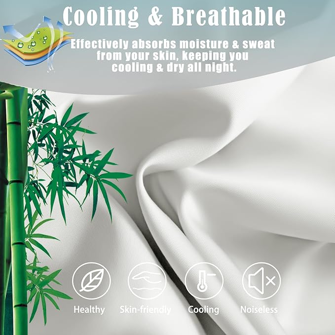 TELUS Pillow Cases King Size 2 Pack, Bamboo Rayon & Lyocell Pillowcase with Envelope Closure, Cooling Breathable Pillow Cover for Hot Sleeper & Night Sweats, 20x40 inch, Ivory White