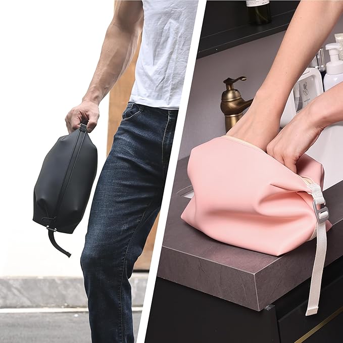 6"x 11" 6L Large Silicone Toiletry Bag,Waterproof Leakproof Foldable Travel Organizer,Dopp Kit Alternative for Men & Women,Pink
