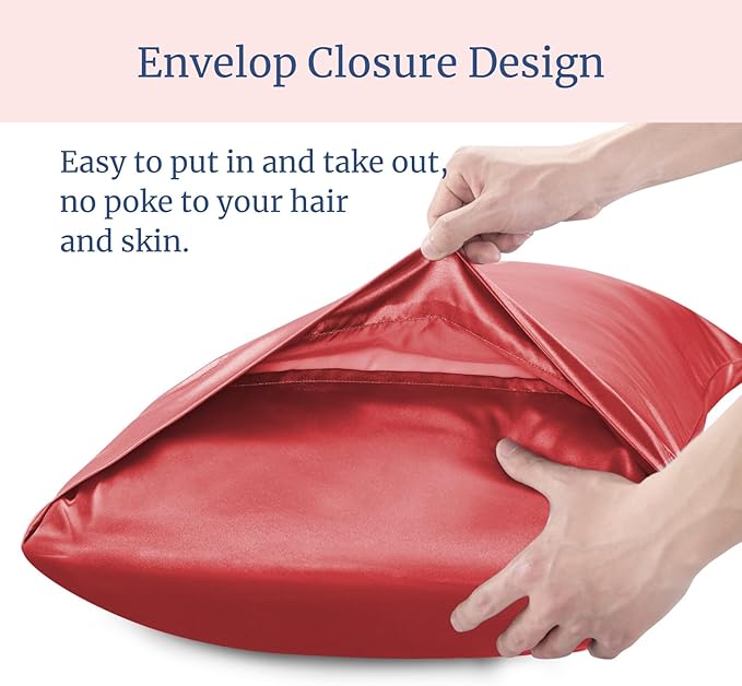BEDELITE Satin Pillowcase for Hair and Skin, Super Soft and Cooling Similar to Silk Pillow Cases 2 Pack with Envelope Closure, Gift for Women Men(20"x30" Queen Size, Baked Apple)