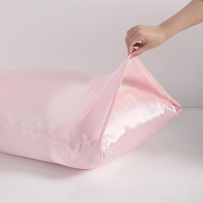 NTBAY 12 Pack Satin King Pillowcases for Hair and Skin, Luxurious and Silky Pillow Cases with Envelope Closure, 20 x 36 Inches, Light Pink