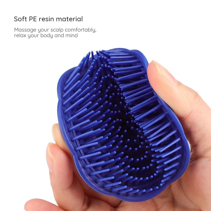 Segbeauty Palm Brush Hair, 4Pcs Scalp Massage Shampoo Brushes, Hair Brushes Men Beard Comb, Shampoo Deep Cleaning Scalp Scrubber for Washing Hair Pet Shower Grooming Travel Salon Barber Stylist Blue