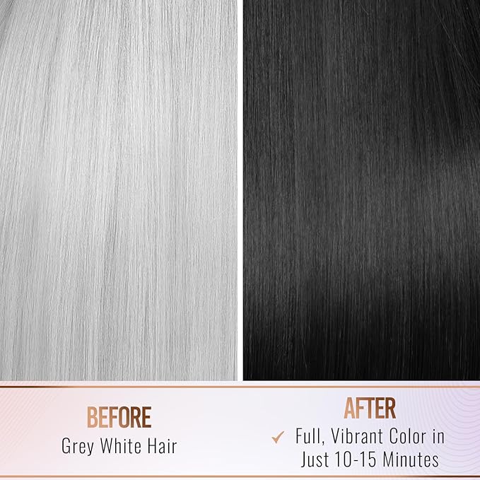 Herbishh Natural Hair Dye Shampoo with Argan Mask - Long-Lasting Color for Gray Hair - Travel Size, 10+1 Pack, Ammonia-Free (Black)