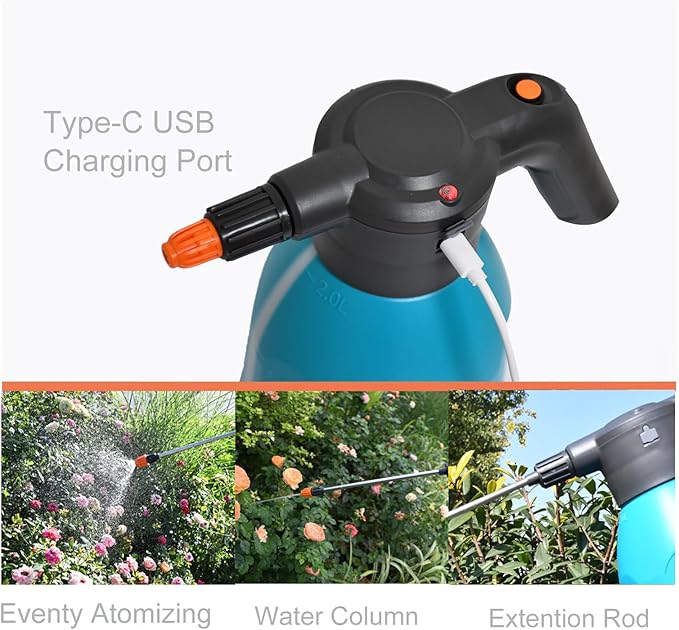 ES2-PRO Electric Spray Bottle 2L/0.5Gallon Plant Mister,Spray About 30 Gallons On a Single Charge,Rechargeable Battery Powered Sprayer,Automatic Watering Can,Pump Sprayer for Indoor Plants (Blue)