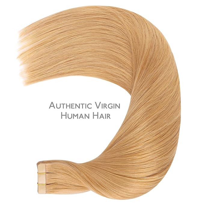 WENNALIFE Tape in Hair Extensions Human Hair, 20pcs 50g 20 inch Strawberry Blonde Remy Hair Extensions Straight Human Hair Tape in Extensions Skin Weft Tape Extensions Human Hair