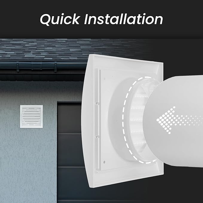 Repa Market 4 Inch White Dryer Vent Hood/Duct Cover for Walls or Ceiling/ABS Plastic Louvered Air Grille with Built-In Mesh Screen/Exhaust and Dryer Vent Covers for Indoor & Outdoor Use