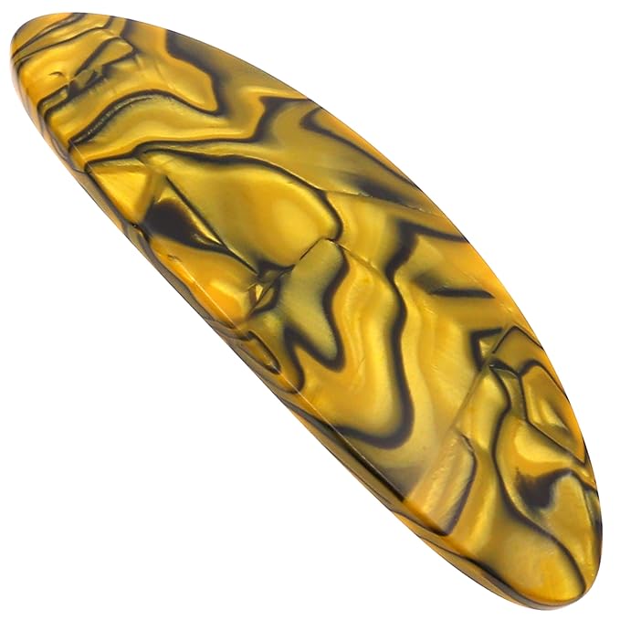 Camila Paris CP3139 French Hair Barrette Clip Handmade Oval Yellow, Strong Hold Grip Hair Clips for Women, No Slip Rubberized Metal Closure, Durable Styling Girls Hair Accessories, Made in France