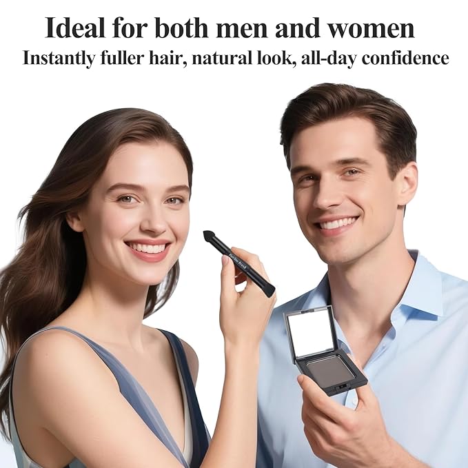 VOLLUCK Root Touch up Powder, Long-lasting Gray Hair Cover up Powder for All Hair Types, Waterproof for Women and Men (Black, 0.42 0unce)