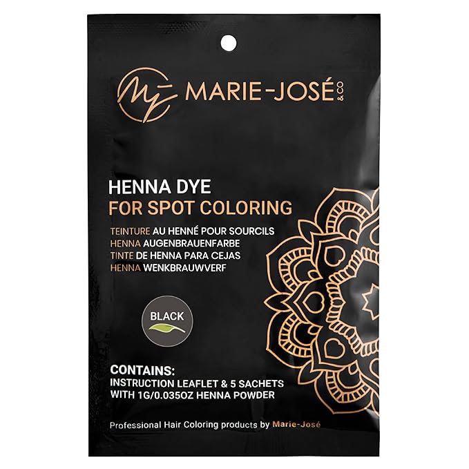 Marie-José & Co Henna Dye Set - Professional Grade Henna Tint for Spot Coloring - Good for 50 Applications (Black)