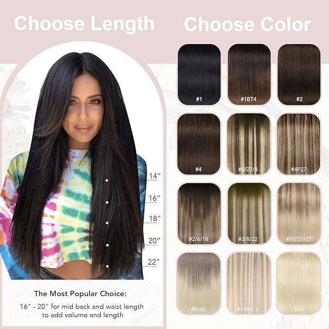 XDhair Clip in Hair Extensions 100g 6pcs 14 Inch Chocolate Brown to Caramel Blonde Real Human Hair Clip in Extensions Silky Straight for Women(14inch, #4/27/4)