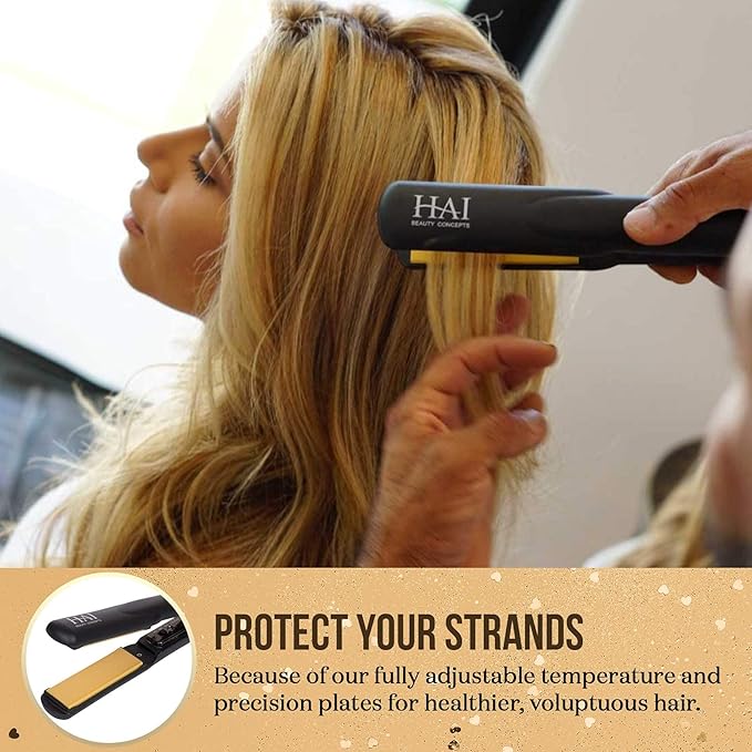 HAI Beauty Concepts Convertible Flat Iron for Women, Professional Ceramic Fast Heating Hair Flat Iron with 5 Temperature Levels - Best Hair Straightener for All Hair Types - Gold