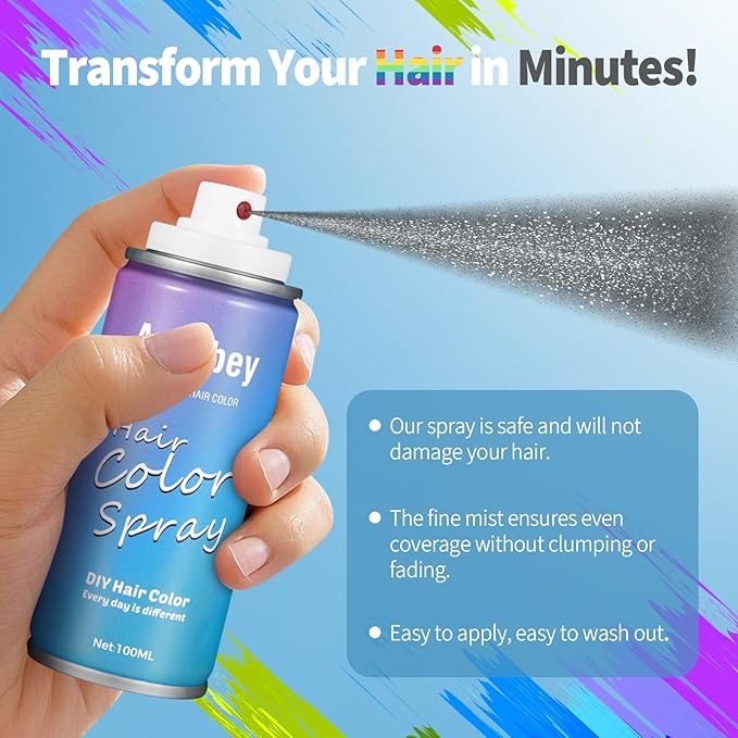 Halloween Hair Spray,Temporary Hair Color Spray for Women Kids Men,Washable Hairspray,Colored Hair Spray,Color Hairspray for Halloween,Party,Cosplay,Christmas Day (03#Black)