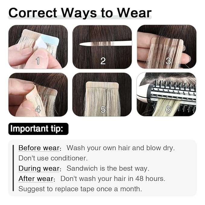 SUYYA Tape in Hair Extensions Human Hair Ash Blonde Highlighted Bleach Blonde 16 Inch 40g/pack 20pcs Straight Seamless Skin Weft Tape in Real Human Hair Extensions(16inch #P18/613)