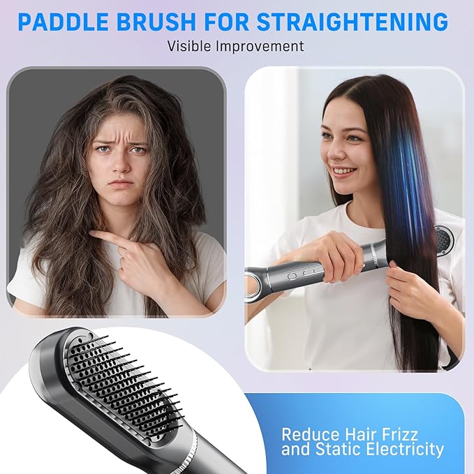 Quico 5 in 1 Blow Dryer Brush, Auto-Rotating Curling Brush, Air Curler for Hair, Hot Air Hair Styler with Negative Ions, No Heat Damage