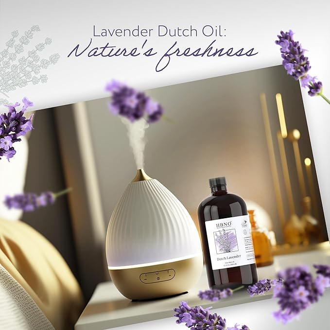 HBNO Lavender Dutch Oil - 32 oz (950 ml) Large Size - Ideal for Shampoos, Conditioners, Mouth Washes, Face wash, Lotions, and Skin Care Products (Glass Bottle).