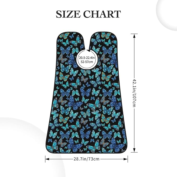 Beard Hair Catcher Bib, Waterproof Non-Stick Grooming Apron for Shaving Trimming, Perfect for Men Dad, Beautiful Butterflies Blue Butterfly Shave Bib