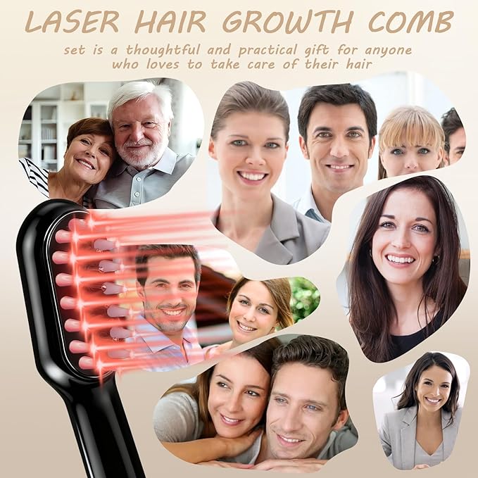 Laser Hair Growth Comb, Hair Growth Device, promote hair growth in women and men, Black
