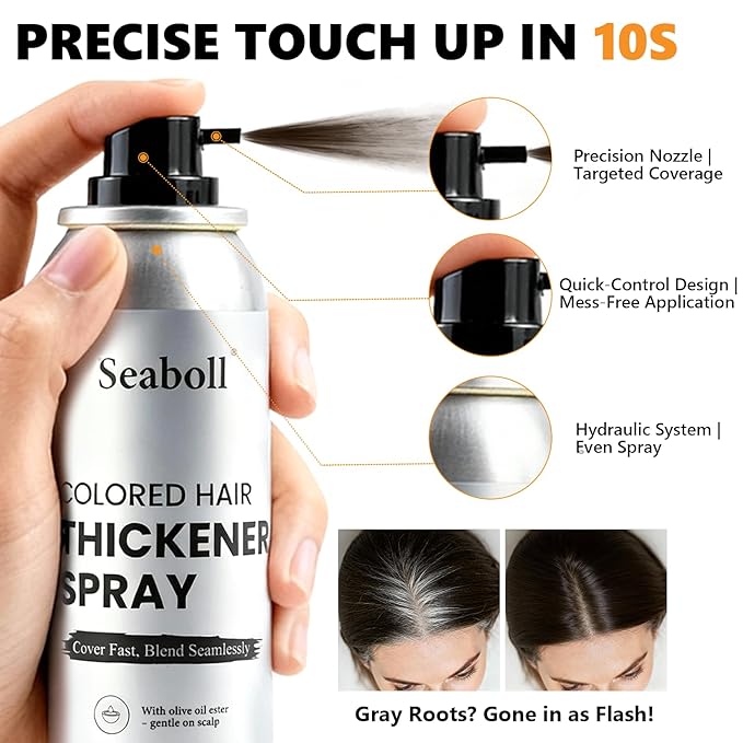 Root Touch Up Hair Color Spray–4oz, Sweat-Resistant & Natural, Instant Gray Hair Cover Up, Temporary Root Concealer Hair Filler Dye Spray for Hairline, Scalp&Thinning– Medium Brown–Women & Men
