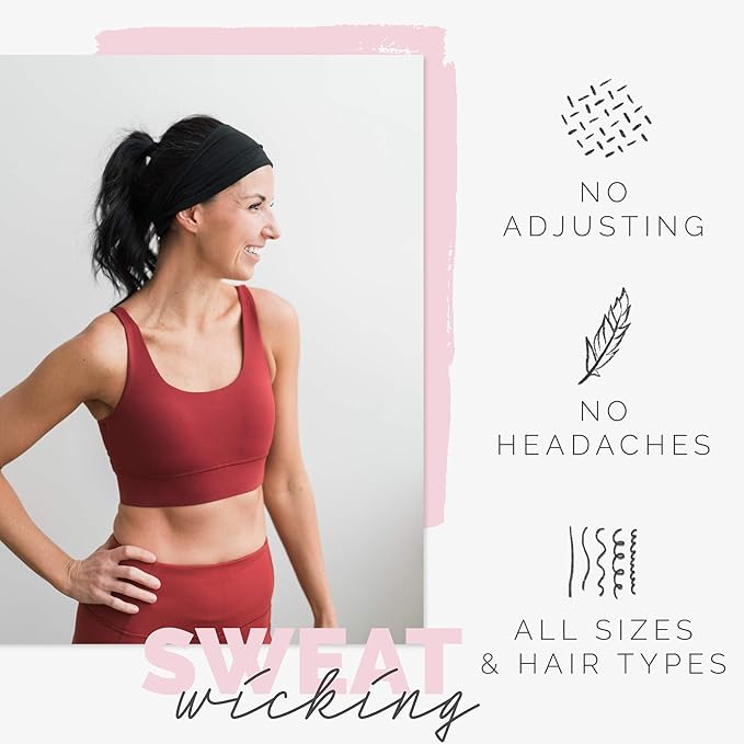 Maven Thread 4" Wide Workout Headbands for Women (4 Pack) – Non-Slip Sweatbands for Gym, Running & Yoga