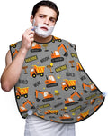Non-Stick Beard Bib for Shaving, Construction Machines Cars Tractor Truck Dark Grey Shave Bib, Waterproof Hair Catcher with Suction Cups, Grooming Apron Men Husband
