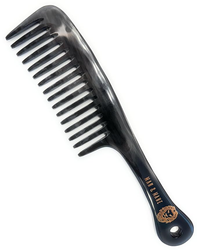 Premium Handmade 100% Oxhorn Anti-static Wide Tooth Detangling & Styling Comb for Women & Men