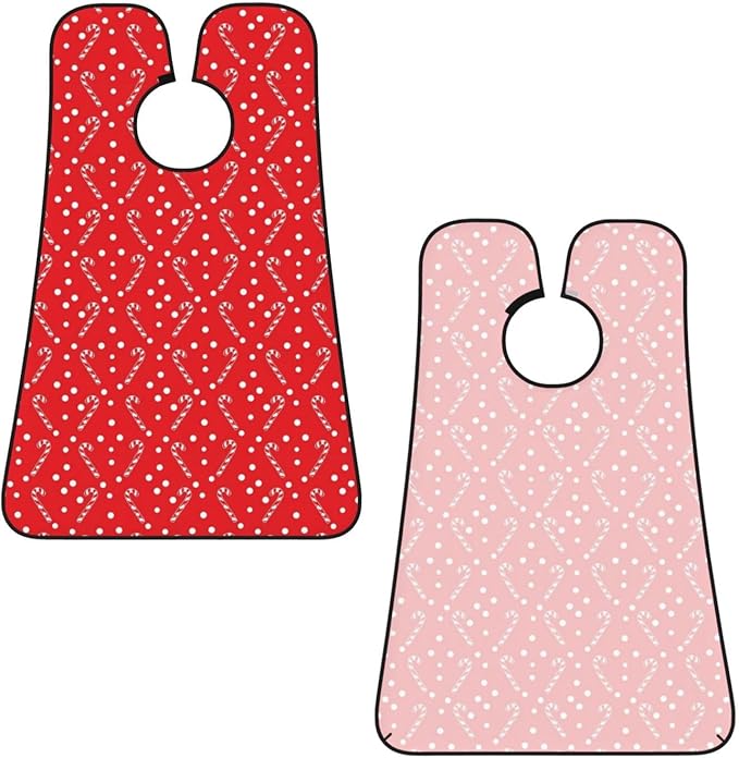 Men's Beard Maintenance Apron, Waterproof & Easy Clean, Christmas Polka Dots Candy Cane Red