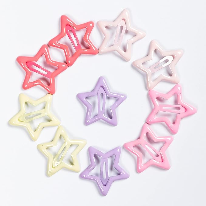 Star Hair Clips for Girls, 50 Pcs No Slip star Metal fashion Hair Snap Clips Barrettes for Kids Teens Women