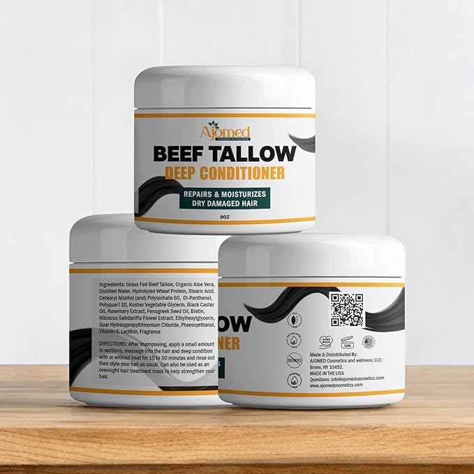 Tallow Deep Conditioner | Hair Treatment for Dry & Damaged Hair | Handmade hair mask - Detangler- Anti-Frizz dreadlock hair moisturizer-Split Ends Hair Care for Dry, Thin Fine Hair