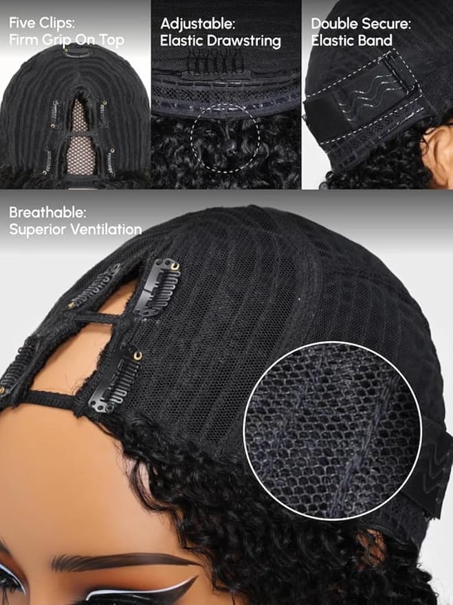 YIROO EasiContour V Part Wigs Human Hair Yaki Straight Human Hair Wigs No Leave Out Glueless Upgraded U Part Wigs for Women V Shape Clip in Vpart Wig No Sew in No Glue Beginner Friendly 20 inch