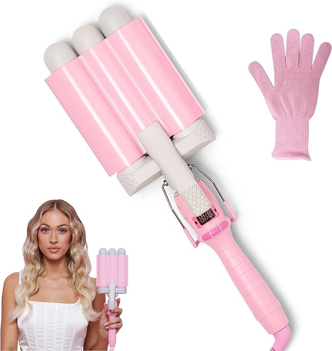 Mermade Hair PRO Hair Waver 1.25" - Hair Waver 3 Barrel, 3 Barrel Curling Iron 1 1/4 Inch, Ceramic Barrel Waver for Thick, Thin, Long, or Short Hair - 1.25"