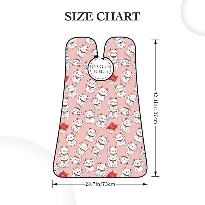 Waterproof Grooming Apron, Non-Stick Beard Bib with Suction Cups, for Cute Lucky Cat Pink