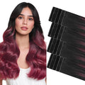 GOO GOO Invisi Edge Tape in Hair Extensions Human Hair, 1/99 Balayage Jet Black to Red, 20pcs 14inch 50g, Virgin Remy Hair, Seamless Injected Tape, Natural Look