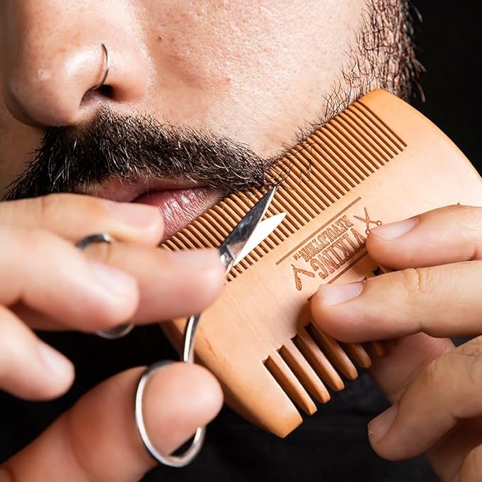 Viking Revolution - Ultimate Beard Kit Coffee and Whiskey - Beard Grooming Kit for Men with Beard Brush, Beard Comb, Beard Balm, Beard Oil, Beard and Moustache Scissors - Husband Gifts for Men
