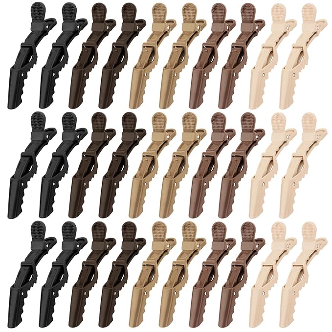 30 Pack Alligator Hair Clips for Styling, Sectioning Crocodile hair Clips Professional Barber Accessories for Salon of Thick Curly Volume Hair (Neutral)