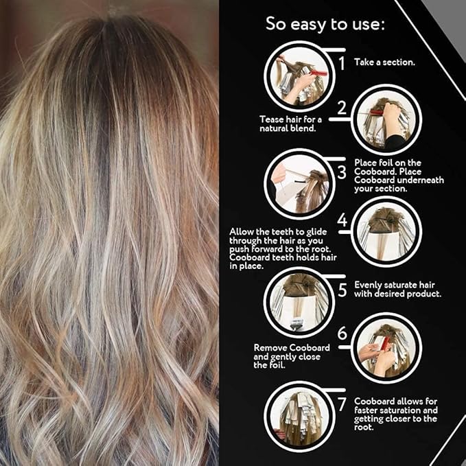 Authentic Cooboard Balayage Board with Teeth | Original Highlighting Paddle from The Maker of Cooboard Hair Highlighting Kit | Easy to Clean, Sturdy, Lightweight (Cooboard Pink XL)