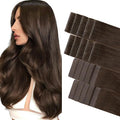 GOO GOO Invisi edge Tape in Hair Extensions Human Hair, 4A Chocolate Brown10pcs injected with 10pcs classical tape ins, 20inch 50g, Virgin Human Hair Tape ins