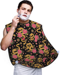 Beard Hair Catcher for Men, Waterproof Shaving Bib Apron Non-Stick, Trimming Tool for Dad Husband, Chinese Peonies Flroal Traditional Dragon Shave Bib