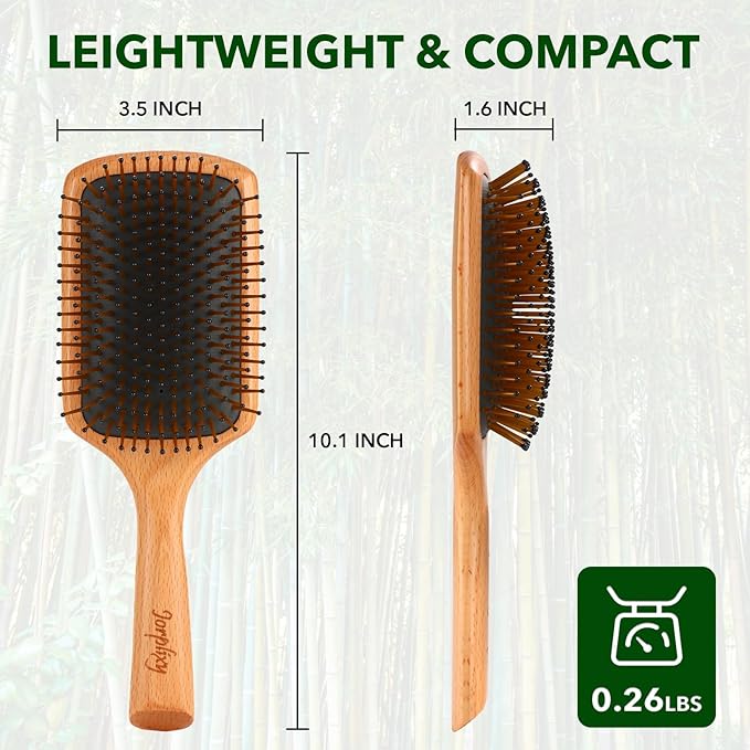 Hair brush for Men and women,Wet Brush with Wooden Handle, Curly Hair brush, Air Cushion Brush, Wooden Paddle for Thick/Thin/Fine, Wet & Dry Styling, Square Large brush