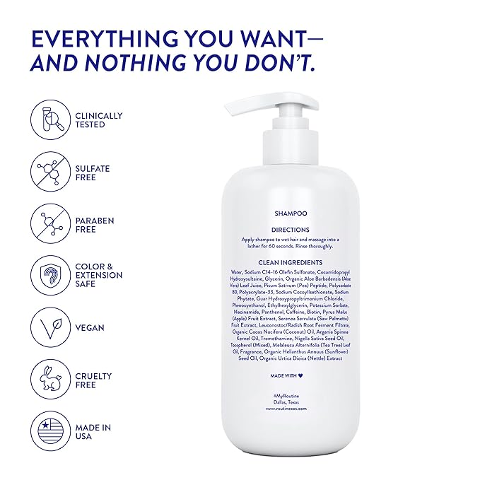Routine Wellness Anti-Thinning Volumizing Shampoo for Thinning Hair & Hair Loss - Grow Your Confidence with Biotin & DHT Blockers - 14 oz Shampoo - Pear Blossom & White Lotus