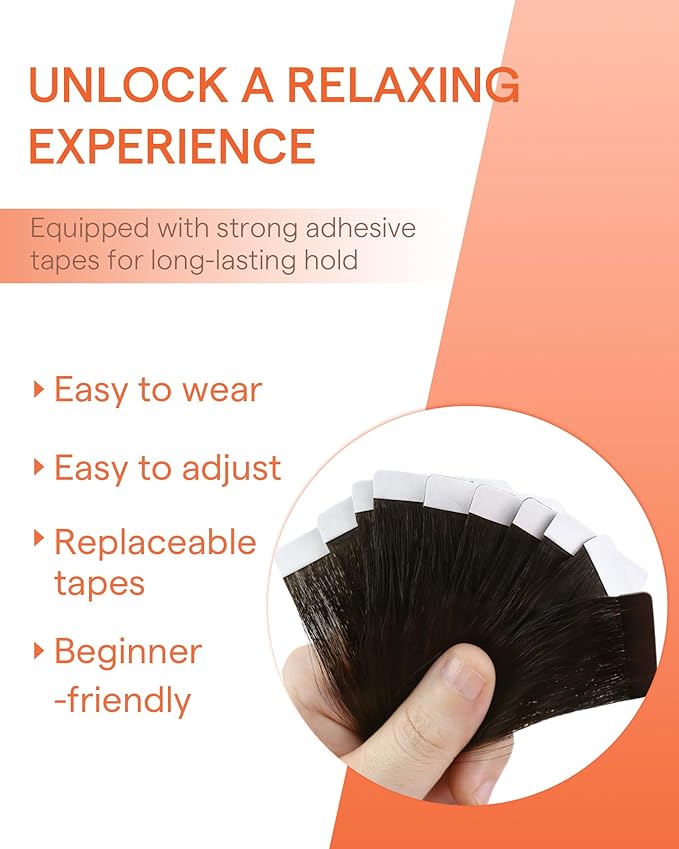 Sunny Hair Tape in Hair Extensions Real Human Hair Invisible Remy Hair Extensions Tape ins for Women Natural Black Ombre Dark Brown Balayage Ash Blonde 16 inch 25G