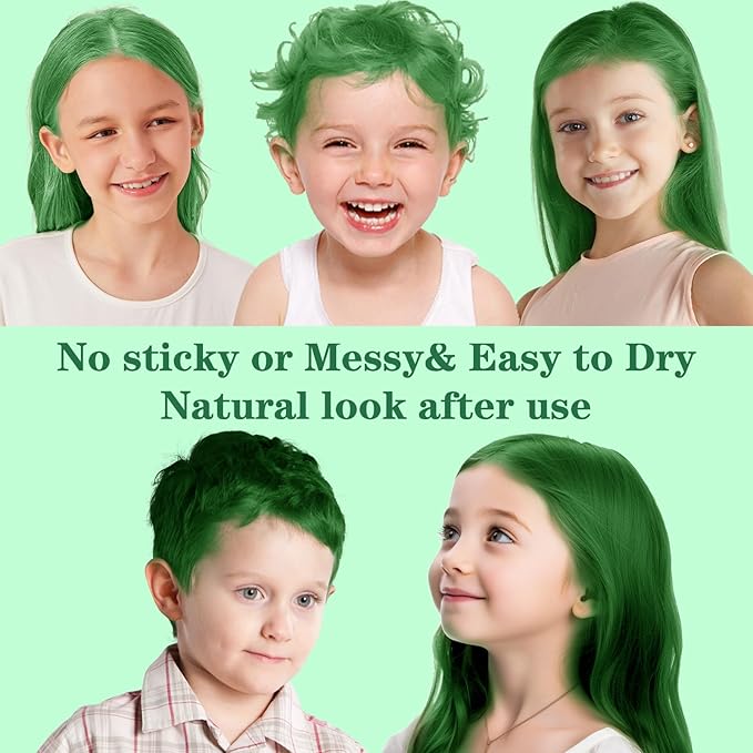 Green Hair Color Wax, Temporary Hair Color Wax, Temporary Hair Dye for Dark Hair, Washable, Kids, Halloween, Cosplay, Party, Girls