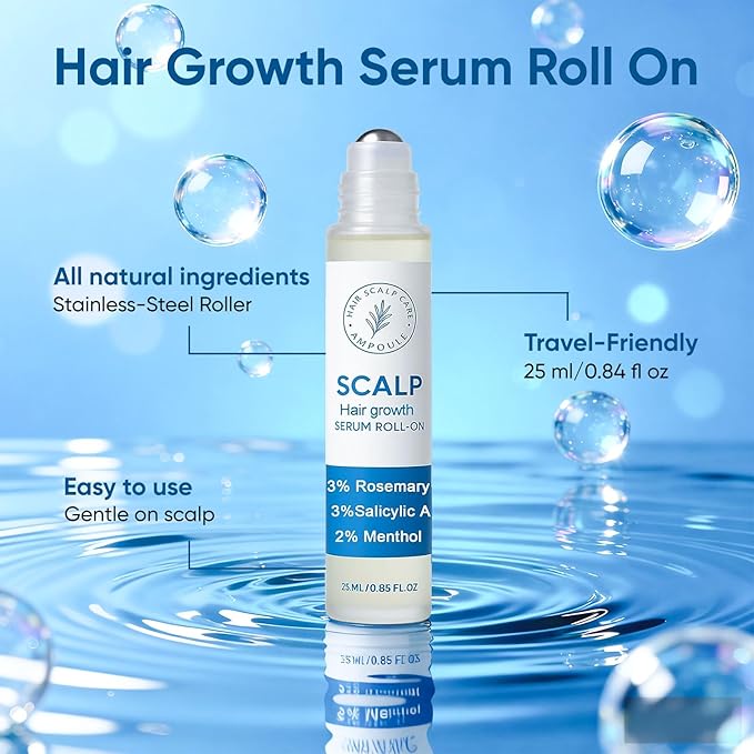 Rosemary Scalpy Hair Growth Serum Roll On, Hair Revival Ampoule, Hair Regrowth Roller for Fuller, Thicker, Stronger Hair, Repair Hairline & Thinning Hair for Men & Women (2 Pack)