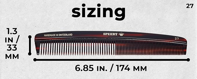 #27 Handmade Wide Narrow Tooth Comb Tortoise Havana Acetate Thick Coarse Curly Thin Fine Straight Hair Detangling Parting Grooming Teasing Hair Styling Hairdresser Barber Hairdressing Wet Dry