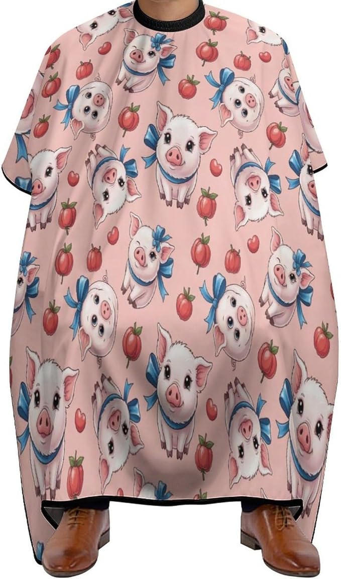 Men Women Magic Pink Pig Salon Cape, Adjustable Hairdresser Apron for Hair Cutting Styling, Easy Clean