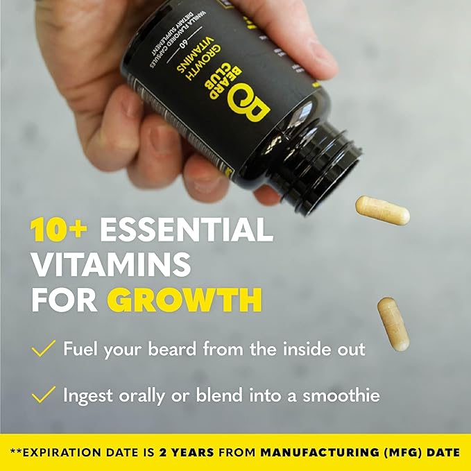 The Beard Club Signature Beard Growth Kit - Derma Roller, Beard Growth Oil, Beard Growth Vitamins, Vitamin Spray & Beard Brush - Gift Set