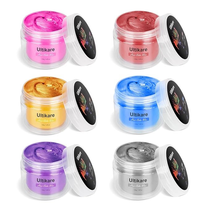 Ultikare Temporary Hair Color Wax, Grey, Natural Hair Wax Color Mud Cream for Dark Hair, Washable, Kids, Halloween, Cosplay, Party, Girls